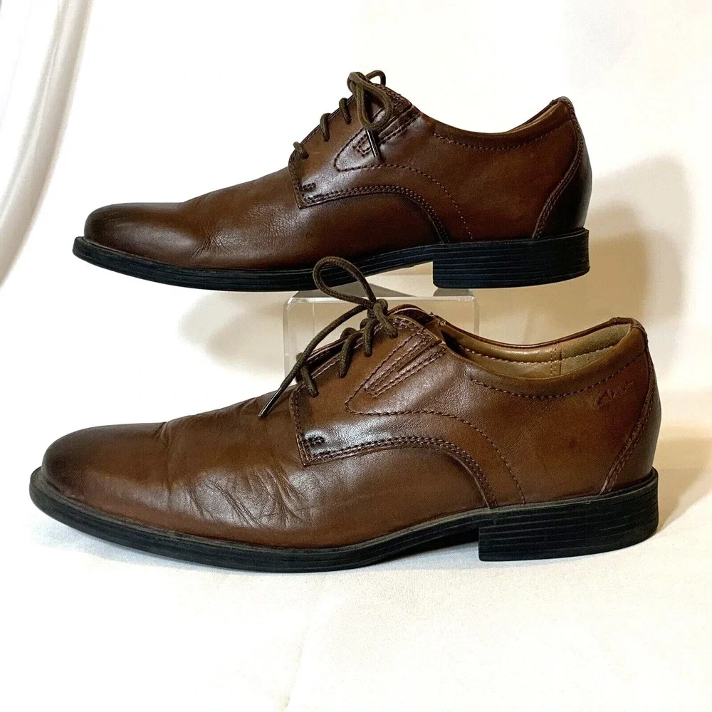 Clarks Shoes Mens 8.5 Oxfords Leather Brown Tan Extreme Comfort‎ Orthotic Insole